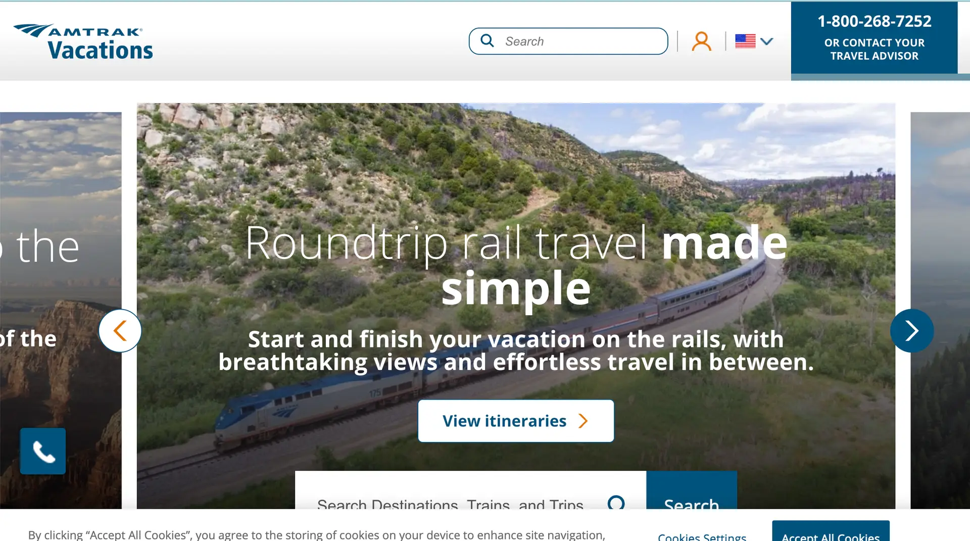 Amtrak Vacations for train travel and excursions